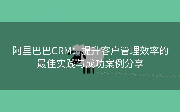 阿里巴巴CRM：提升客户管理效率的最佳实践与成功案例分享