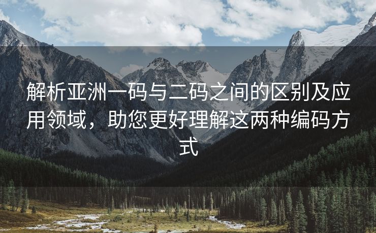 解析亚洲一码与二码之间的区别及应用领域，助您更好理解这两种编码方式