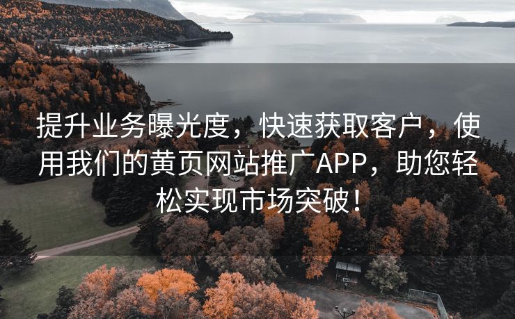 提升业务曝光度，快速获取客户，使用我们的黄页网站推广APP，助您轻松实现市场突破！