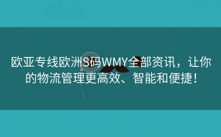 欧亚专线欧洲S码WMY全部资讯，让你的物流管理更高效、智能和便捷！