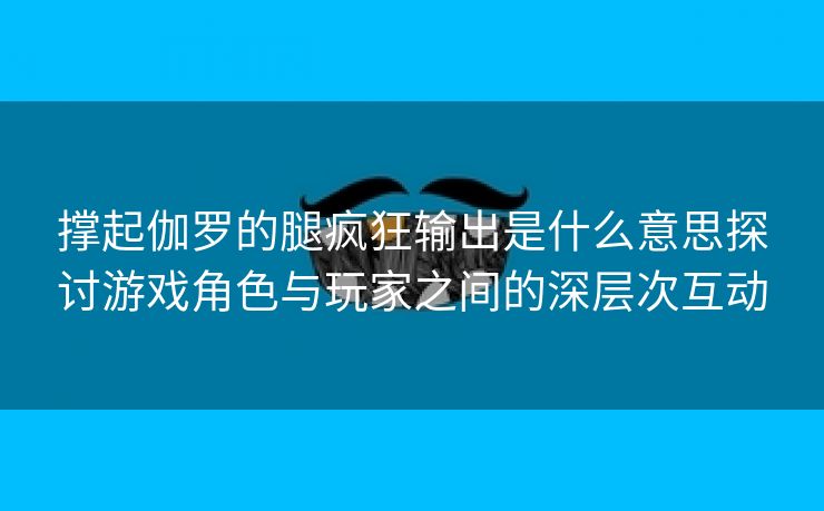 撑起伽罗的腿疯狂输出是什么意思探讨游戏角色与玩家之间的深层次互动