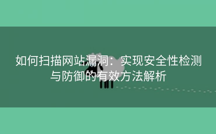 如何扫描网站漏洞：实现安全性检测与防御的有效方法解析