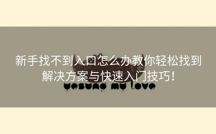 新手找不到入口怎么办教你轻松找到解决方案与快速入门技巧！