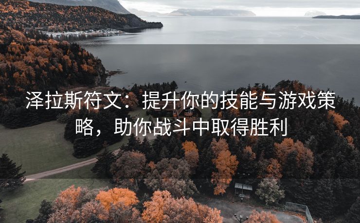 泽拉斯符文：提升你的技能与游戏策略，助你战斗中取得胜利