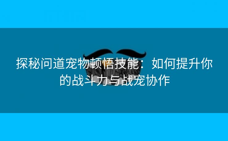 探秘问道宠物顿悟技能：如何提升你的战斗力与战宠协作