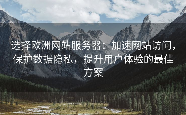 选择欧洲网站服务器：加速网站访问，保护数据隐私，提升用户体验的最佳方案