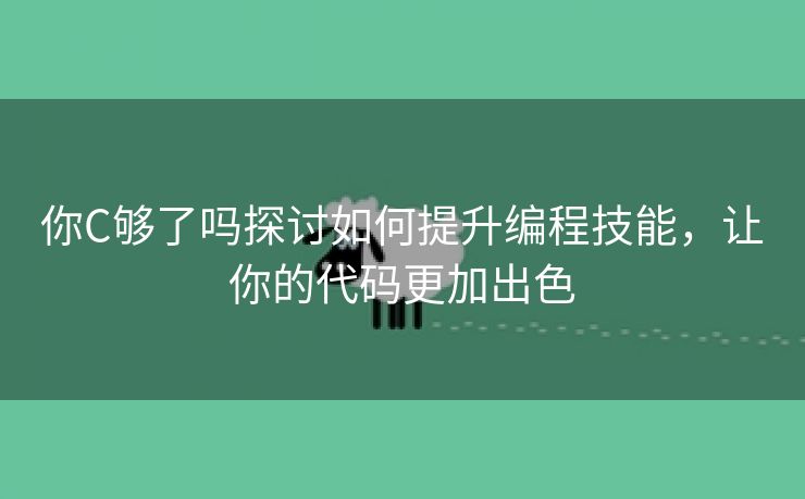 你C够了吗探讨如何提升编程技能，让你的代码更加出色