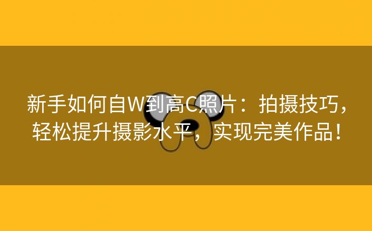 新手如何自W到高C照片：拍摄技巧，轻松提升摄影水平，实现完美作品！