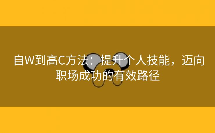 自W到高C方法：提升个人技能，迈向职场成功的有效路径