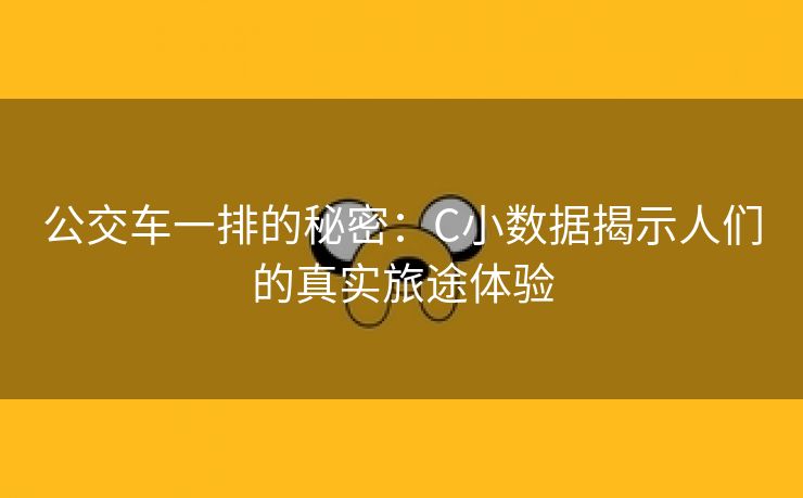 公交车一排的秘密：C小数据揭示人们的真实旅途体验