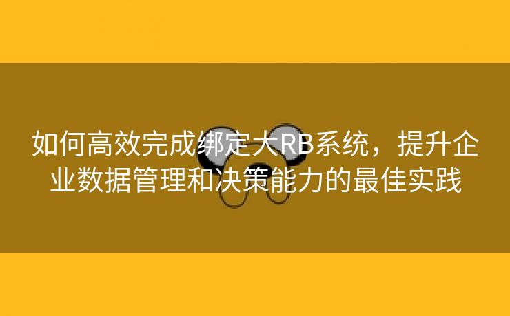 如何高效完成绑定大RB系统，提升企业数据管理和决策能力的最佳实践