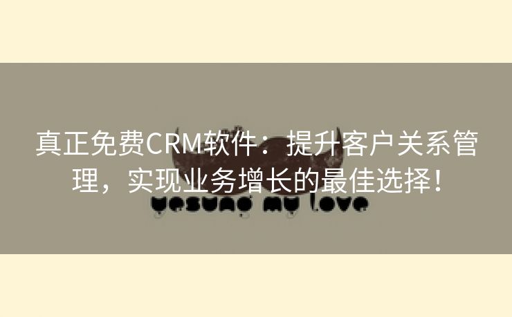 真正免费CRM软件：提升客户关系管理，实现业务增长的最佳选择！