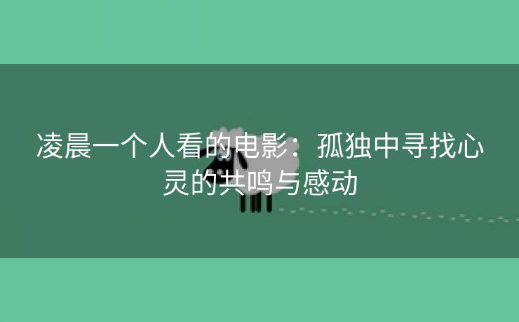 凌晨一个人看的电影：孤独中寻找心灵的共鸣与感动