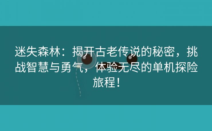 迷失森林：揭开古老传说的秘密，挑战智慧与勇气，体验无尽的单机探险旅程！