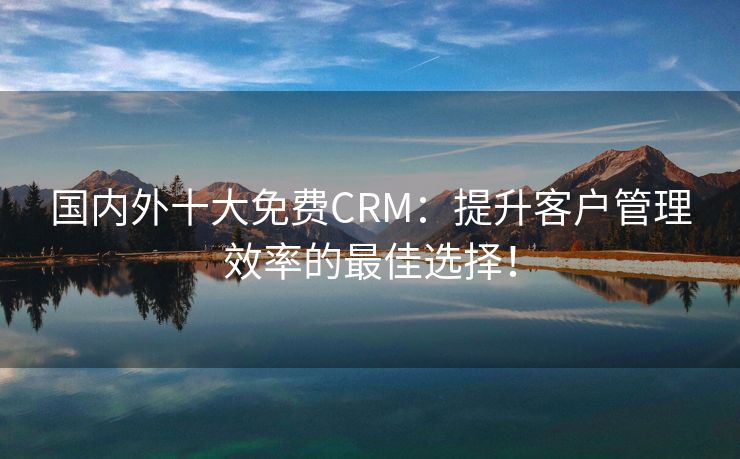 国内外十大免费CRM：提升客户管理效率的最佳选择！