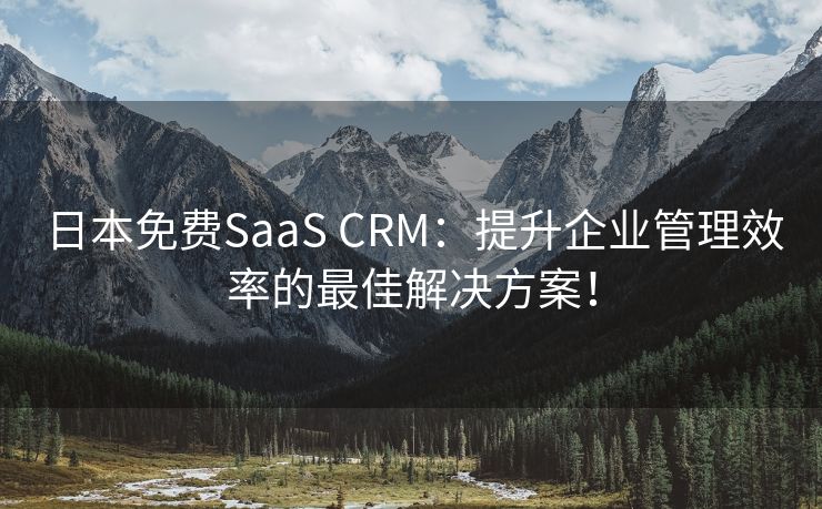 日本免费SaaS CRM：提升企业管理效率的最佳解决方案！