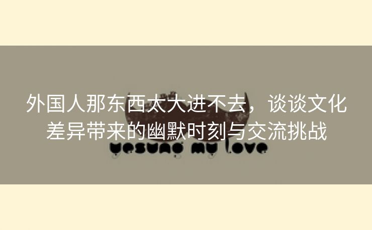 外国人那东西太大进不去，谈谈文化差异带来的幽默时刻与交流挑战