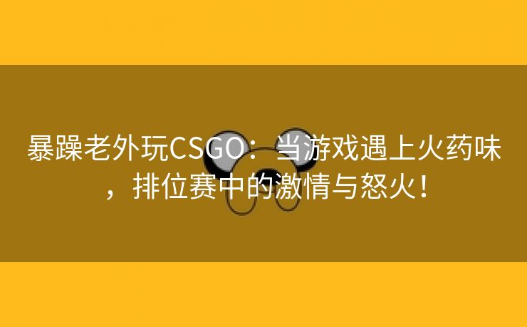 暴躁老外玩CSGO：当游戏遇上火药味，排位赛中的激情与怒火！