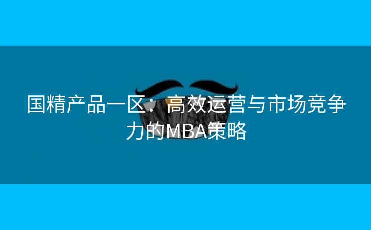 国精产品一区：高效运营与市场竞争力的MBA策略