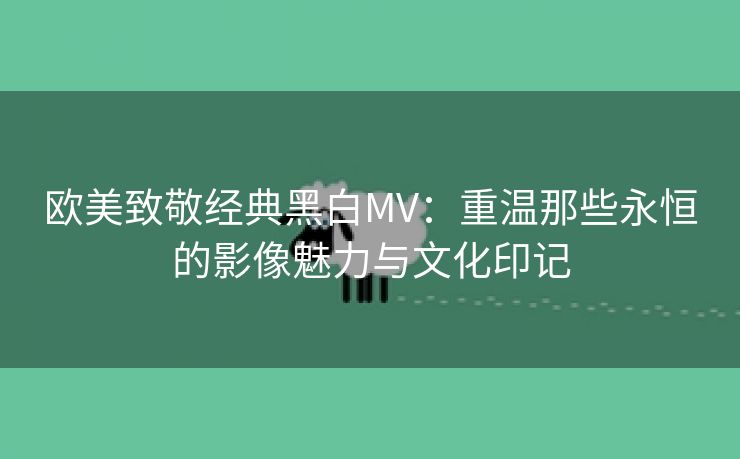 欧美致敬经典黑白MV：重温那些永恒的影像魅力与文化印记