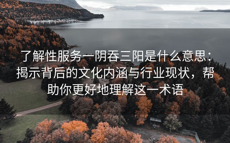 了解性服务一阴吞三阳是什么意思：揭示背后的文化内涵与行业现状，帮助你更好地理解这一术语