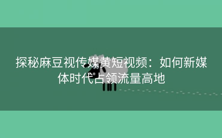 探秘麻豆视传媒黄短视频：如何新媒体时代占领流量高地