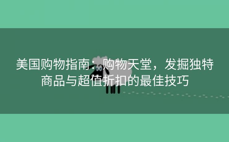 美国购物指南：购物天堂，发掘独特商品与超值折扣的最佳技巧