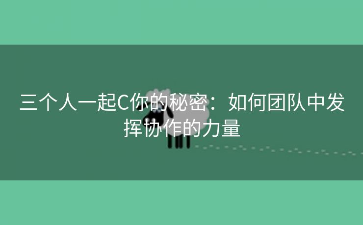 三个人一起C你的秘密：如何团队中发挥协作的力量