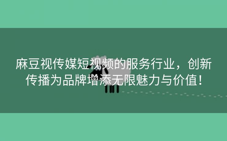 麻豆视传媒短视频的服务行业，创新传播为品牌增添无限魅力与价值！