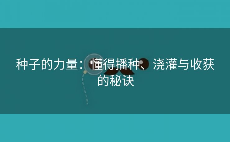 种子的力量：懂得播种、浇灌与收获的秘诀