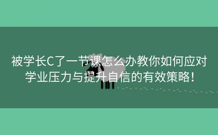 被学长C了一节课怎么办教你如何应对学业压力与提升自信的有效策略！