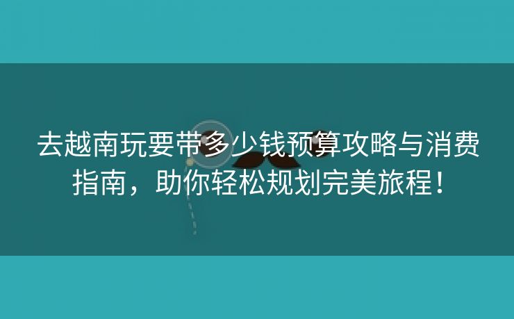 去越南玩要带多少钱预算攻略与消费指南，助你轻松规划完美旅程！