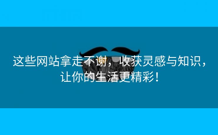 这些网站拿走不谢，收获灵感与知识，让你的生活更精彩！