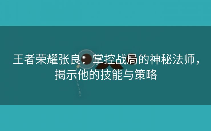 王者荣耀张良：掌控战局的神秘法师，揭示他的技能与策略