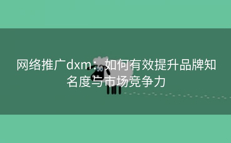 网络推广dxm：如何有效提升品牌知名度与市场竞争力