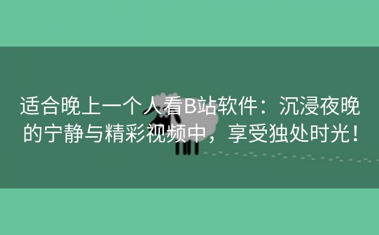 适合晚上一个人看B站软件：沉浸夜晚的宁静与精彩视频中，享受独处时光！