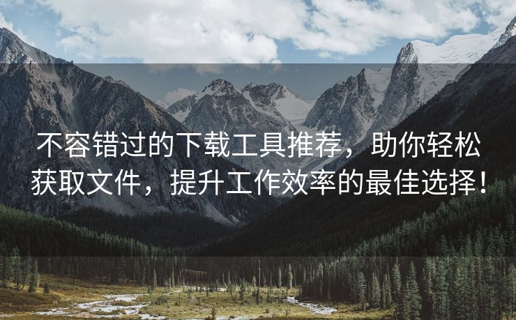 不容错过的下载工具推荐，助你轻松获取文件，提升工作效率的最佳选择！