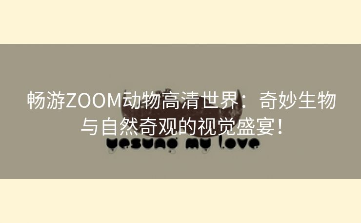 畅游ZOOM动物高清世界：奇妙生物与自然奇观的视觉盛宴！