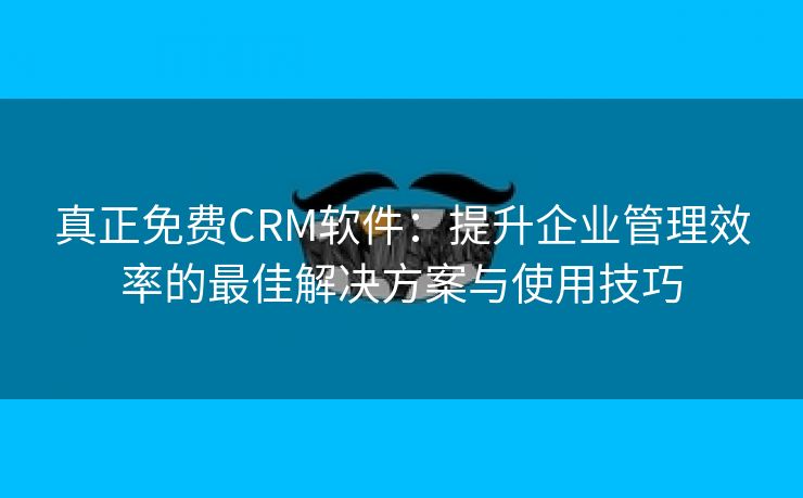 真正免费CRM软件：提升企业管理效率的最佳解决方案与使用技巧