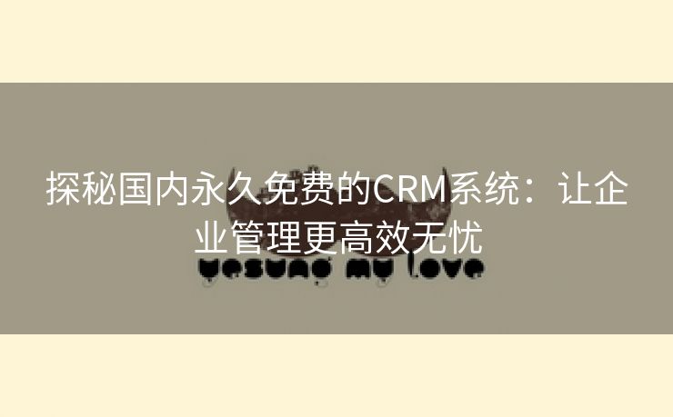 探秘国内永久免费的CRM系统：让企业管理更高效无忧