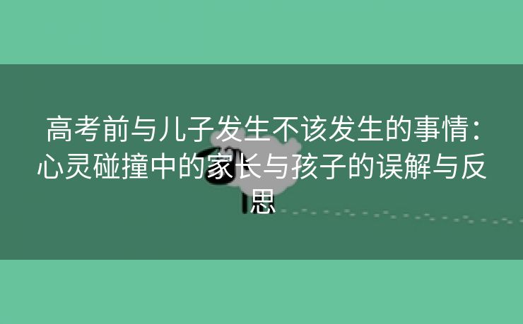 高考前与儿子发生不该发生的事情：心灵碰撞中的家长与孩子的误解与反思