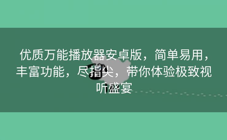 优质万能播放器安卓版，简单易用，丰富功能，尽指尖，带你体验极致视听盛宴