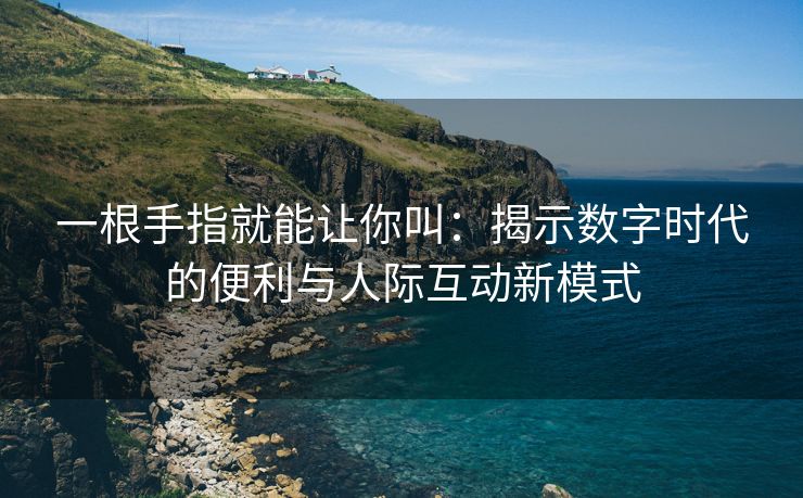 一根手指就能让你叫：揭示数字时代的便利与人际互动新模式