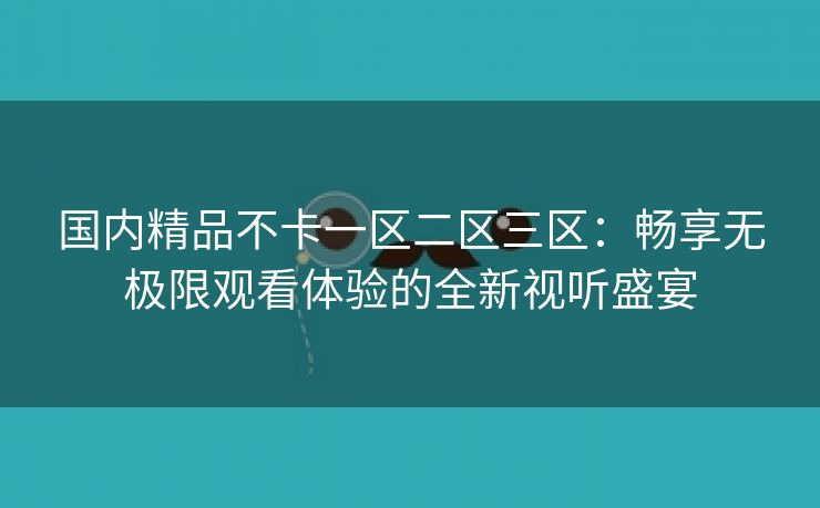 国内精品不卡一区二区三区：畅享无极限观看体验的全新视听盛宴