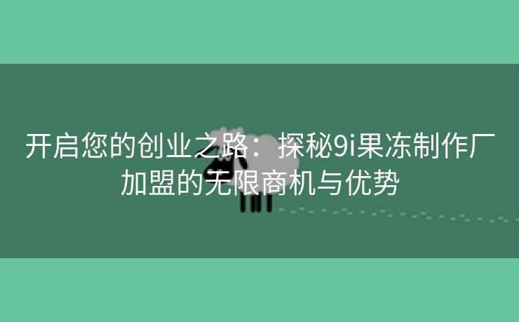 开启您的创业之路：探秘9i果冻制作厂加盟的无限商机与优势