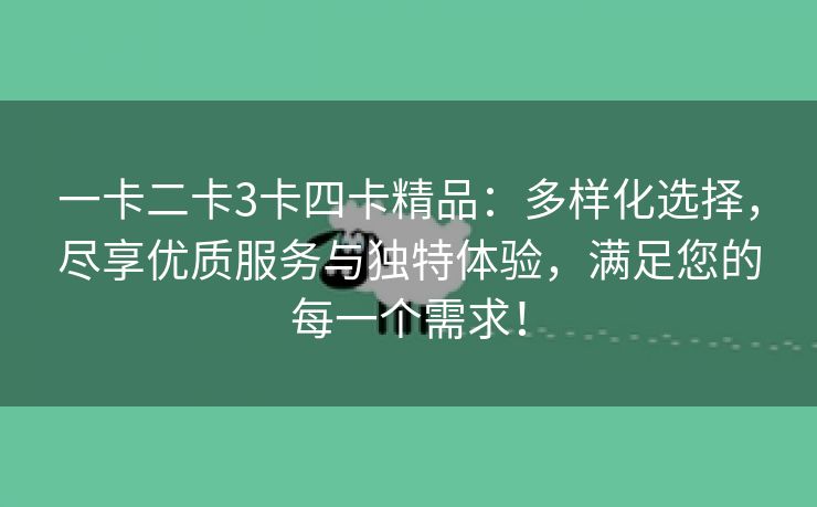 一卡二卡3卡四卡精品：多样化选择，尽享优质服务与独特体验，满足您的每一个需求！