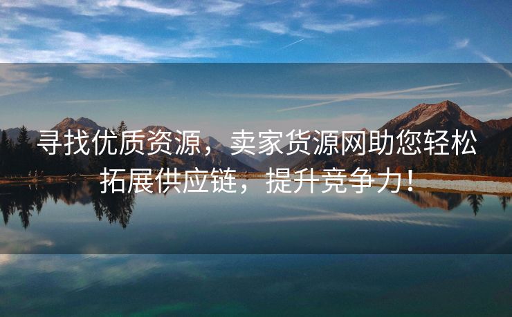 寻找优质资源，卖家货源网助您轻松拓展供应链，提升竞争力！