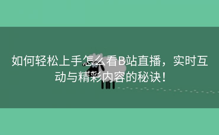 如何轻松上手怎么看B站直播，实时互动与精彩内容的秘诀！