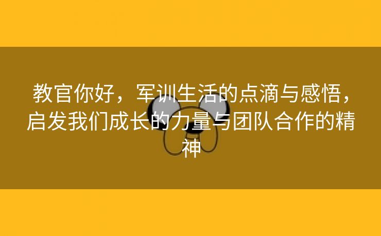 教官你好，军训生活的点滴与感悟，启发我们成长的力量与团队合作的精神