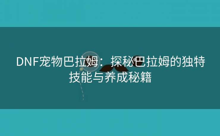 DNF宠物巴拉姆：探秘巴拉姆的独特技能与养成秘籍